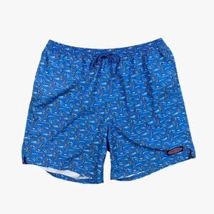 Vineyard Vines Swim Shorts Mens L Large Blue Shark Week Chappy Lined Swim Trunks